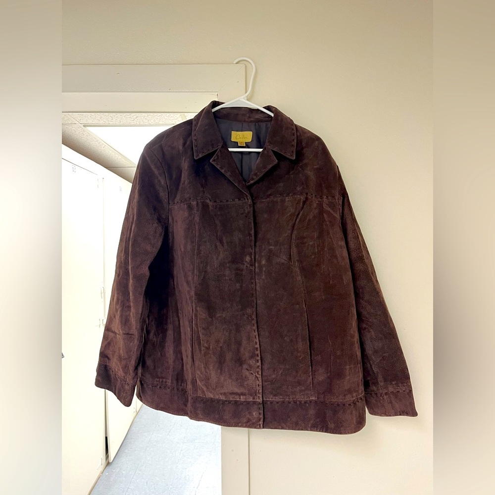 Vintage 2XL Brown Leather Women's Coat by Caslon